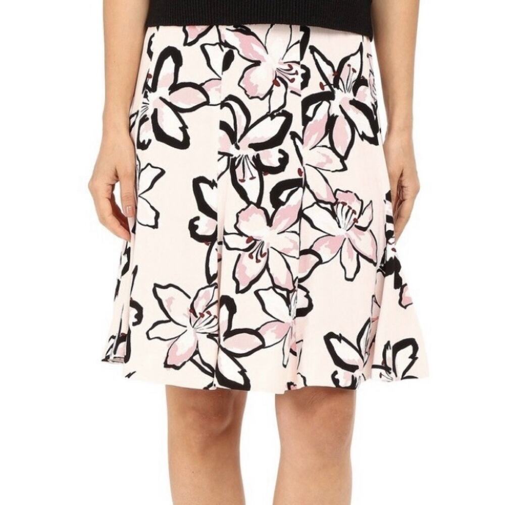 Kate Spade New York Size 8 Tiger Lily Crepe A-line Multicolor Floral Skirt